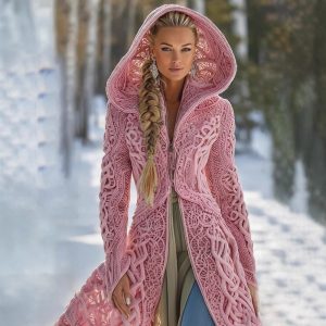 Long Loose-fitting Hooded Coat With A 3D Digital Print