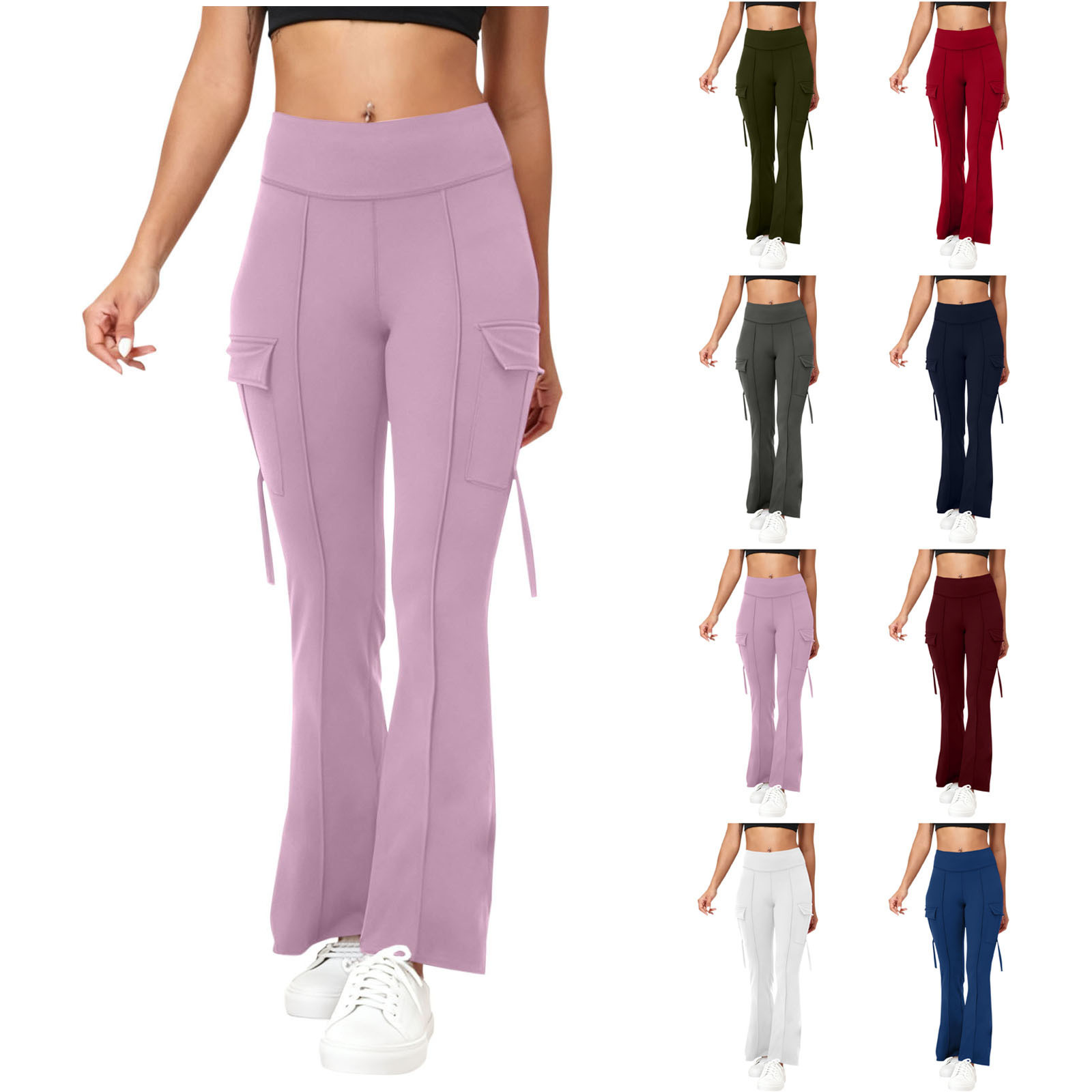 Womens Fashion Solid-Color High-Waisted Yoga Pants - Image 5