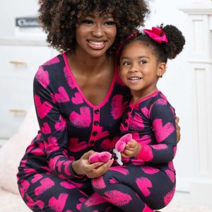 Beauty Clothing Valentine's Day Heart Printing Leisure Pajamas Pajamas Parent-child Suit