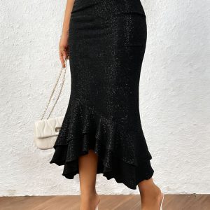 Womens Low-rise Shimmering Mermaid Skirt