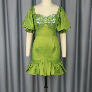 Sequin Stitching Ruffled Banquet Sheath Evening Dress