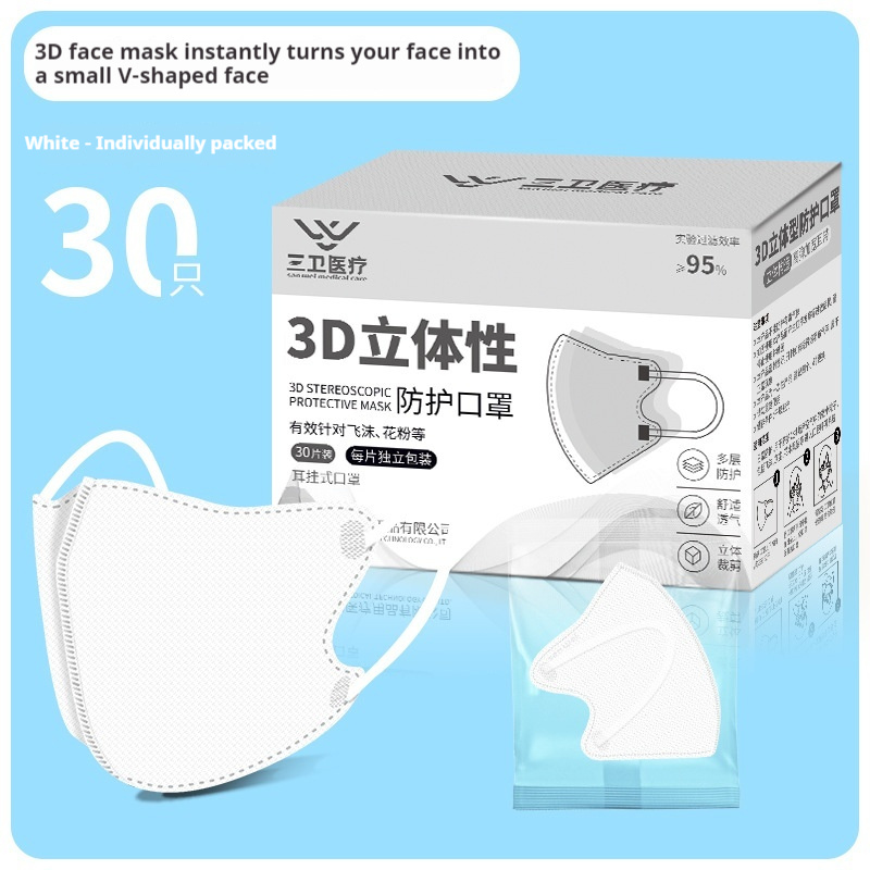 Summer Thin Cute V Face Ins Style Independent 3D Three-dimensional Mask 30 PCs - Image 4