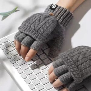 Flip-up Dual-use Half-finger Gloves For Womencold-proof And Warm-keeping