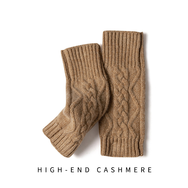 Solid Color Knitted Cashmere Fingerless Gloves - الصورة 6