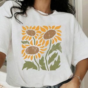 Women's Sunflower Print Crew Neck T-Shirt