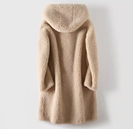 Women's Mid-Length Hooded Coat In Composite Leather And Fur - Image 7
