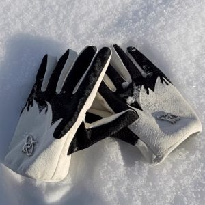 Crocodile-Grain Flame-Contrast Sheepskin Gloves For Winter