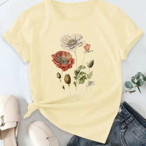 Womens Floral Print Short Sleeve T-Shirt
