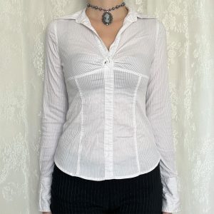 Y2K Edgy Chic Solid-color Long-sleeve Mini Shirt For Women