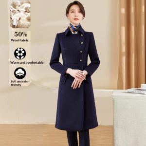 Womens Wool Coat For Winter Work Front Desk Uniform