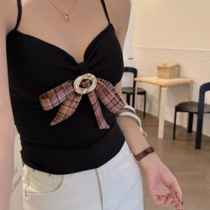 Womens Fashionable Bow-Knot Slim-Fit Halter Neck Camisole