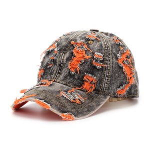 Ripped-line Letter Sun Hat Casual And Versatile