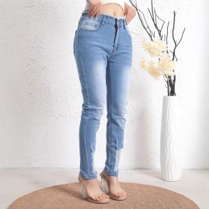 Retro Frayed-edge Ripped Stretch Jeans