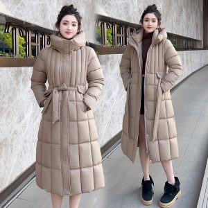 Plus-size Cotton Coat Features A Cinched Waist Design