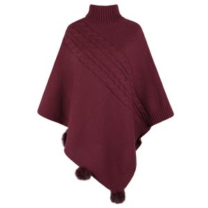 New Autumn Winter European And American-Style Fur-Ball Cloak Shawl For Women
