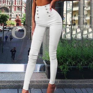 Womens Casual High-Waisted Pants With European And American Patchwork