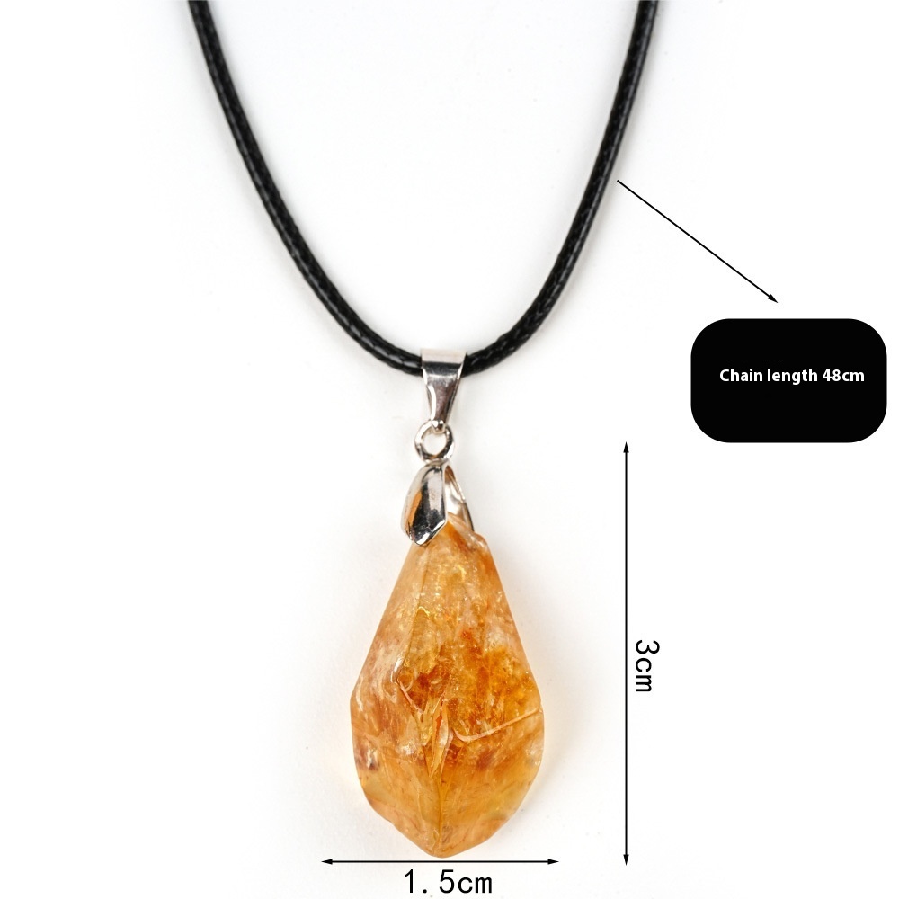 Natural Citrine Cluster Pendant Irregular Raw Stone Necklace - Image 6