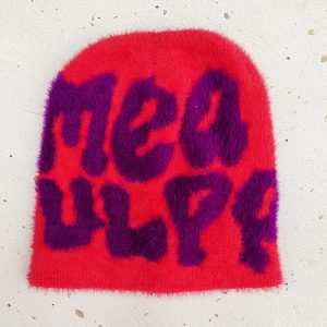 MEA Letter Jacquard Beanie Warm Knitted Hat