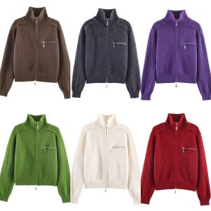 Double Zipper Design For Knitted Sweater Jacket