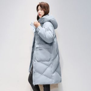 Womens Mid-Length White Down Padded Coat In Plus Sizes