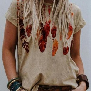 Women's Loose And Casual Fashion Fresh Print T-shirt