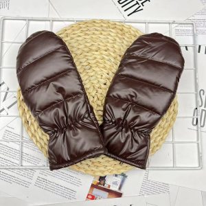 Thickened Womens Down And Cotton Thermal Gloves