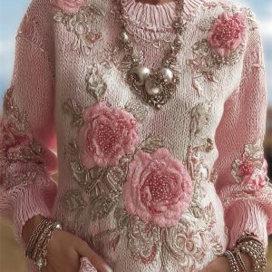 Womens Round-Neck Sweater For Fall And Winter Fashion-Forward Style