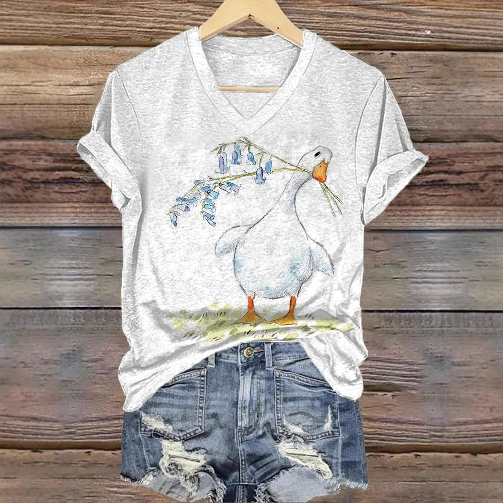 Womens Casual Short-sleeve Top With A Printed Design - الصورة 2