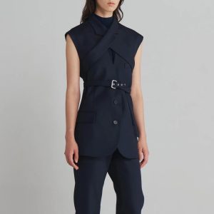New Autumn Sleeveless Cross-Design Statement Vest Jacket