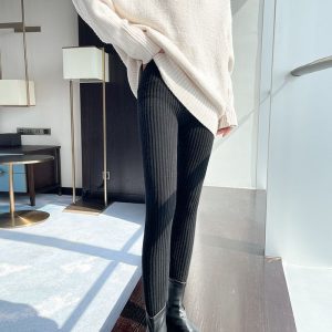 Versatile Solid-Color Ribbed Knit Pants For Women To Wear At Home