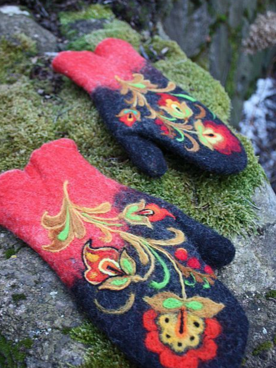 Thickened Color-block Embroidered Winter Warm Gloves For Women - الصورة 5