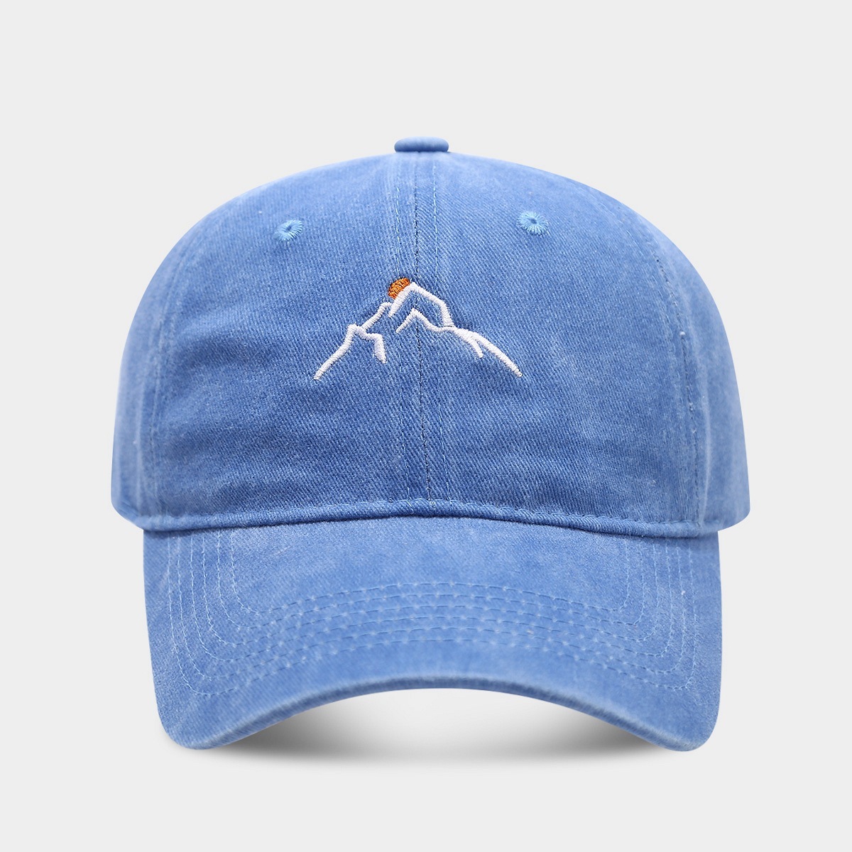 New Mountain Peak Sunset Embroidered Washed Baseball Cap - Image 9