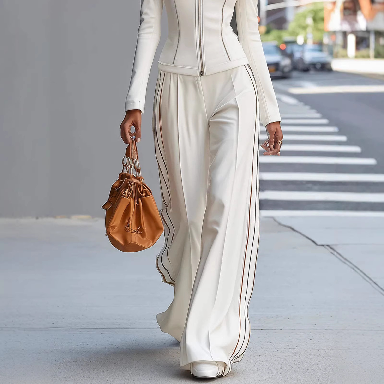 Solid-color Rayon Slim-fit Casual Athletic Long-sleeve Womens Set - Image 2