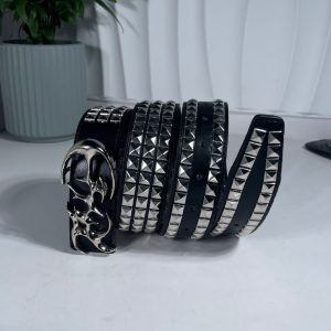 Personality Alien Punk Hollow Eye Rivet Belt Men