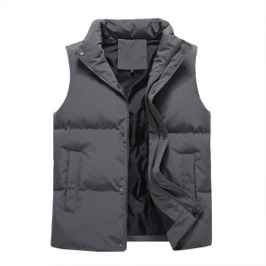 Womens Solid-Color Casual Padded Warm Vest