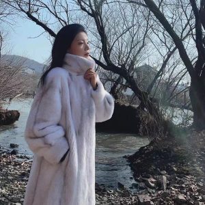 Women's Cross-Design Mink Fur CoatFull-Fur Integrated Design