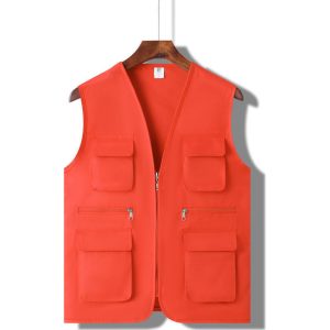 Thickened MultiPocket Vest With Printed Letters