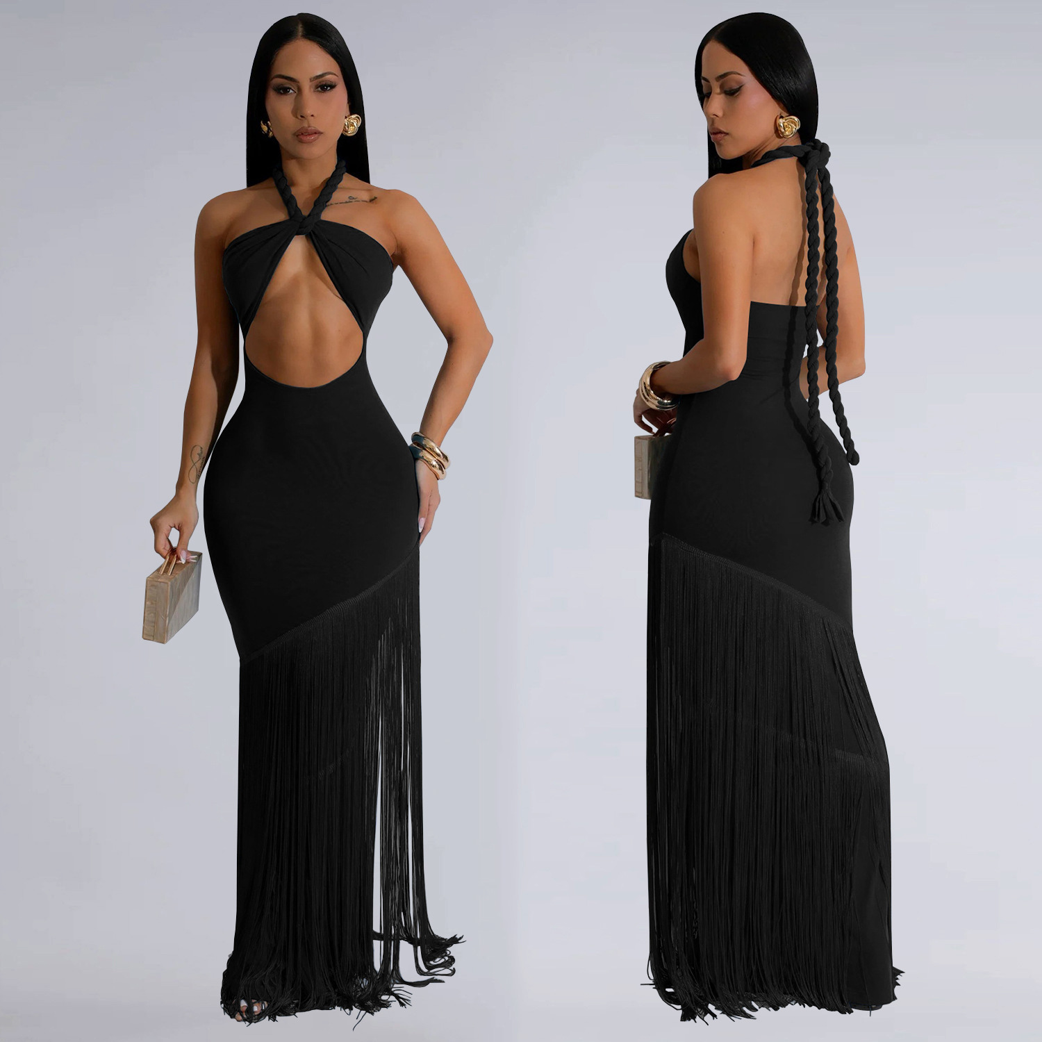 Summer Tassel Stitching Tube Top Dress - Image 3