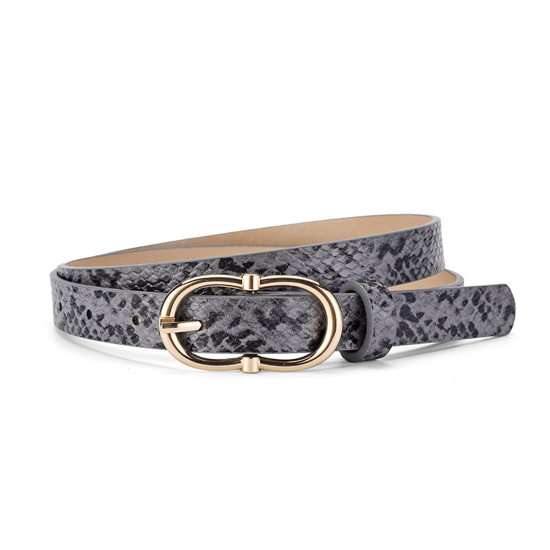 Simple And Versatile Snake Print Leather Belt For Women - الصورة 8