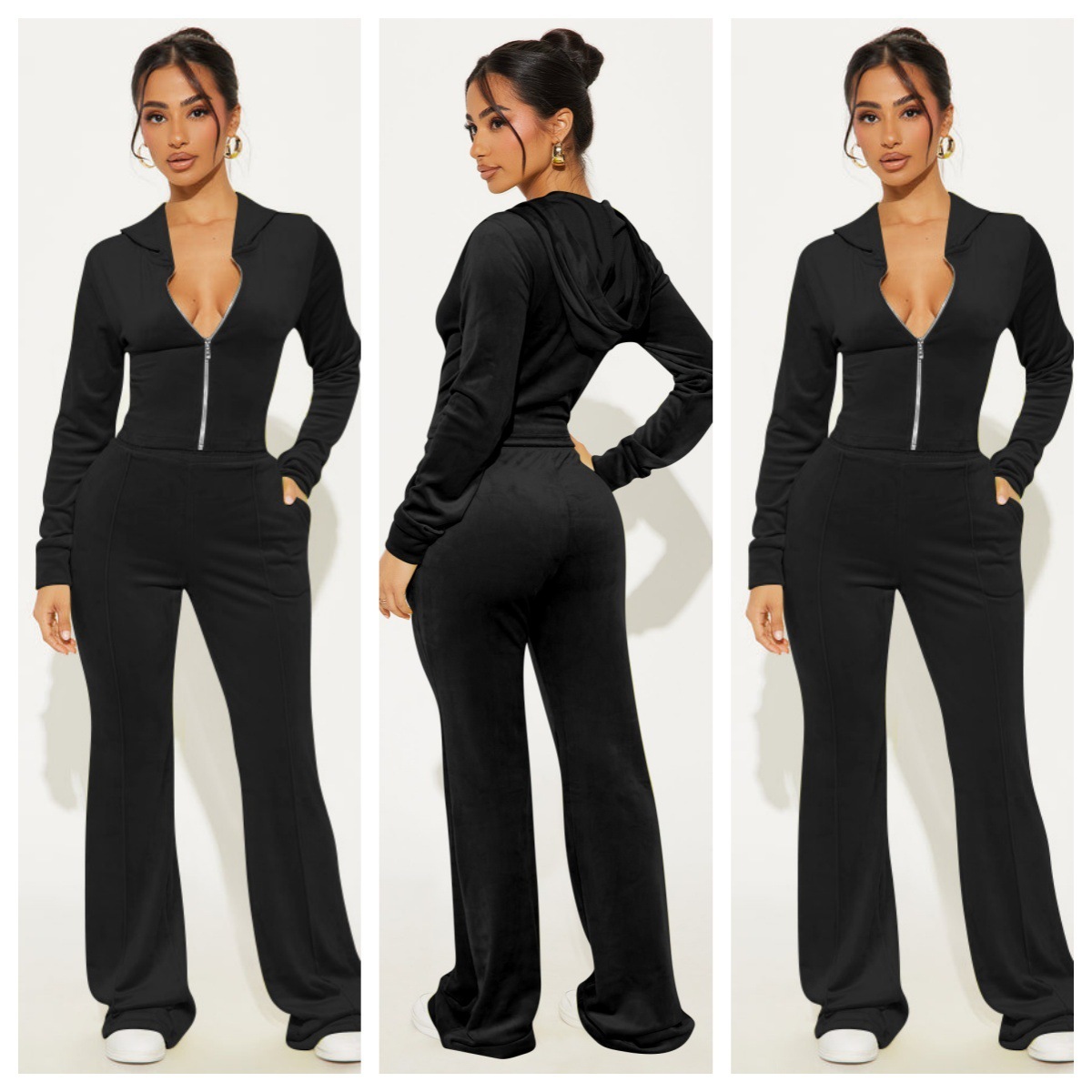 Stylish Casual Two-piece Set Featuring A Hooded Mink-wool Top - الصورة 2