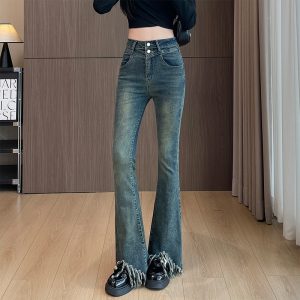 Retro Fleece Lined High Waisted Flare Pants