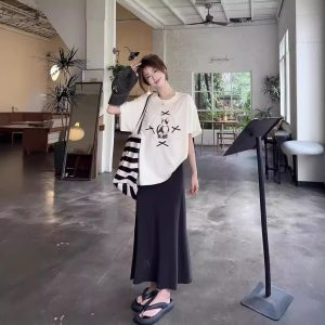 Womens Printed Bow-Knot Short-Sleeve Top