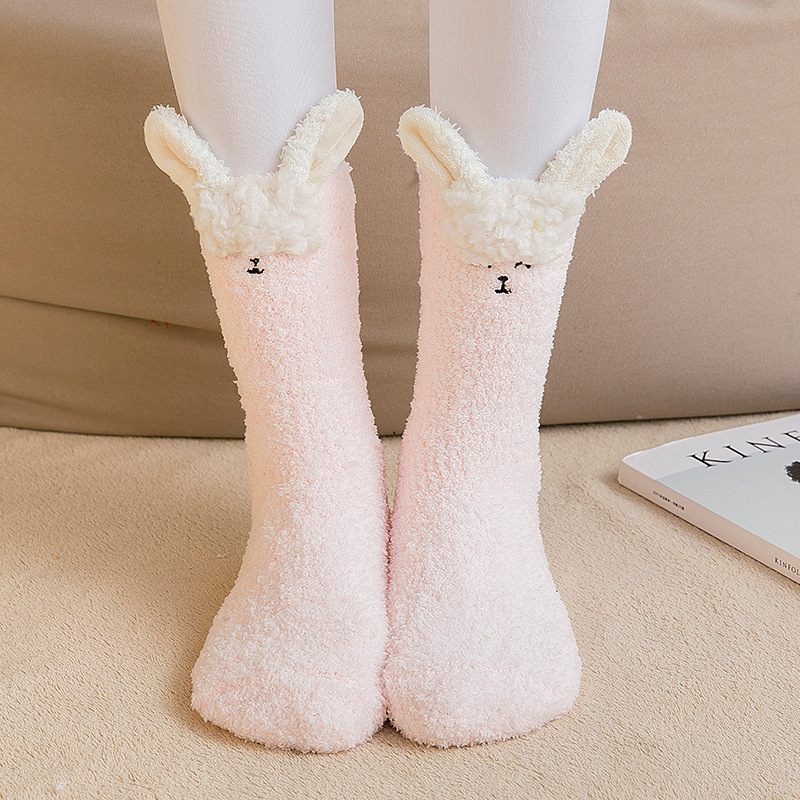 Cute Cartoon Thickened Thermal Home Towel Socks Sleep Floor Socks - الصورة 4
