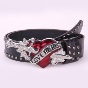 One Sword Piercing The Heart Big Head Belt Buckle Personality Spicy Girl