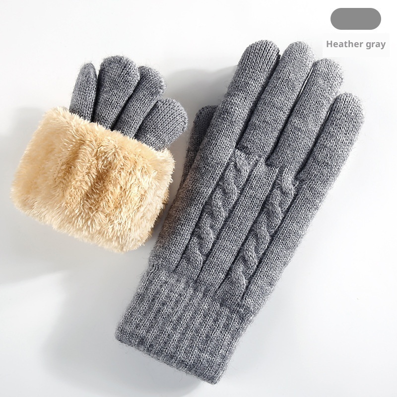 Double-layer Fleece-lined Warm And Cold-proof Knitted Gloves - Image 7