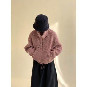 Womens HighEnd HalfZip StandUp Collar Sweatshirt