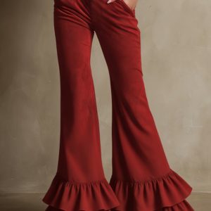 American Retro Double Ruffled Flared Pants For Women