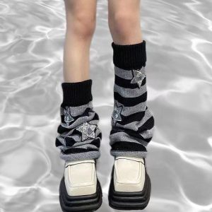 Wind Striped Knitted Leg Warmers For Women Socks To Pair With Snow Boots