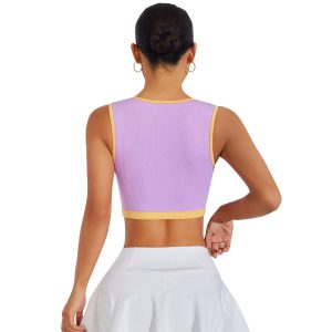 Womens Sports Tank Top Sleek Back Design Yoga Straps And Shock-absorbing Support