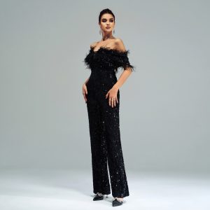 Chic Sexy Long Halter Sequin Jumpsuit For Evening Events